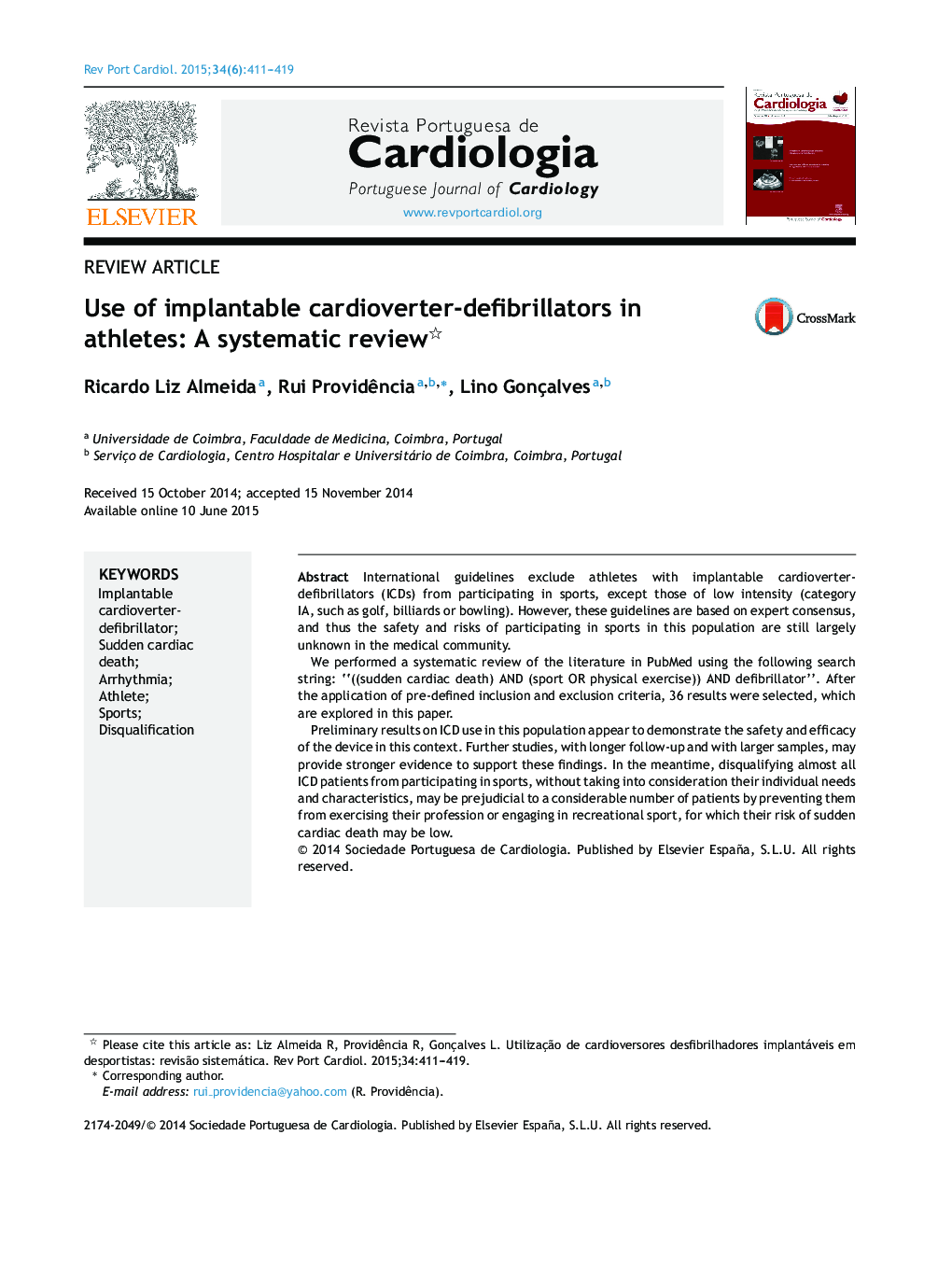 Use of implantable cardioverter-defibrillators in athletes: A systematic review