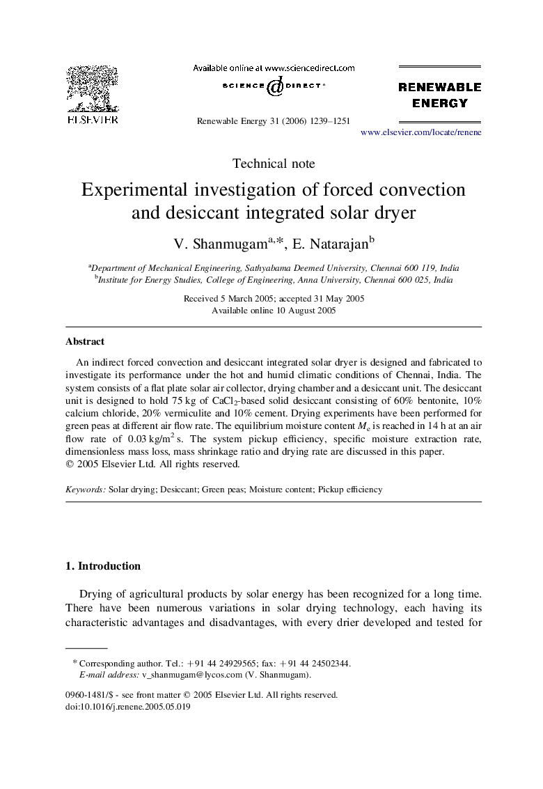 Experimental investigation of forced convection and desiccant integrated solar dryer