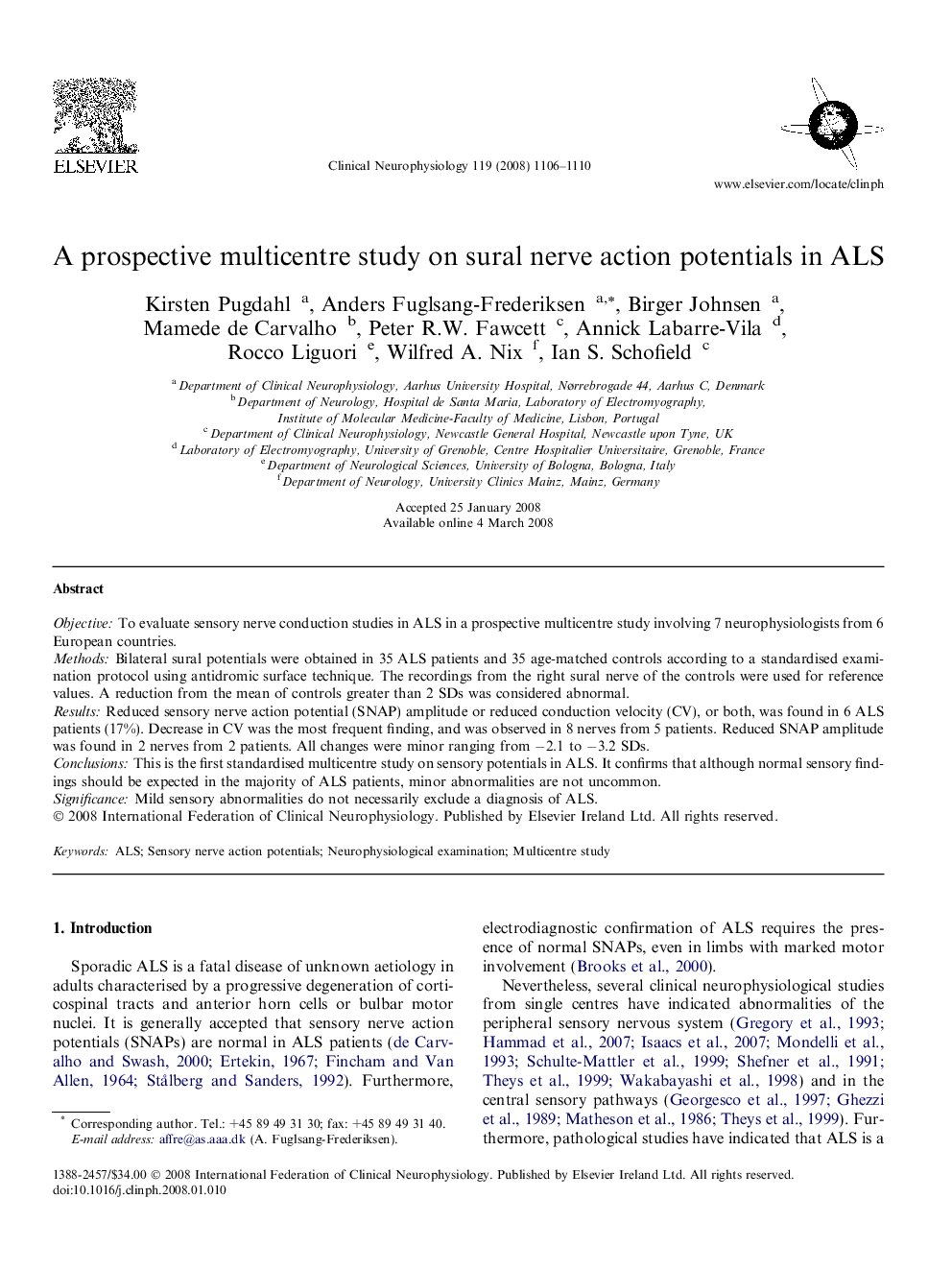 A prospective multicentre study on sural nerve action potentials in ALS