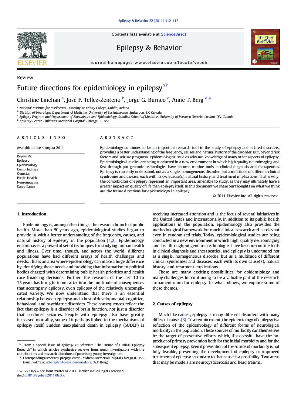 Future directions for epidemiology in epilepsy 