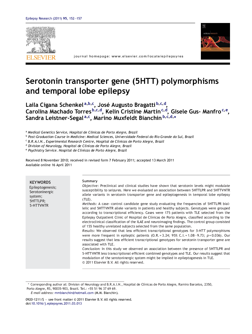 Serotonin transporter gene (5HTT) polymorphisms and temporal lobe epilepsy