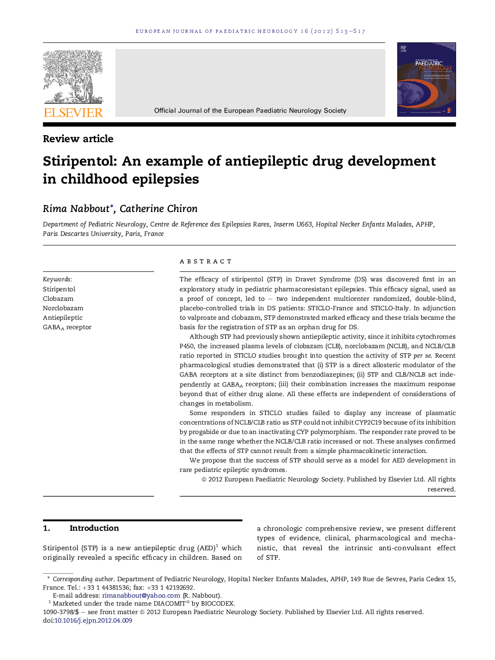 Stiripentol: An example of antiepileptic drug development in childhood epilepsies