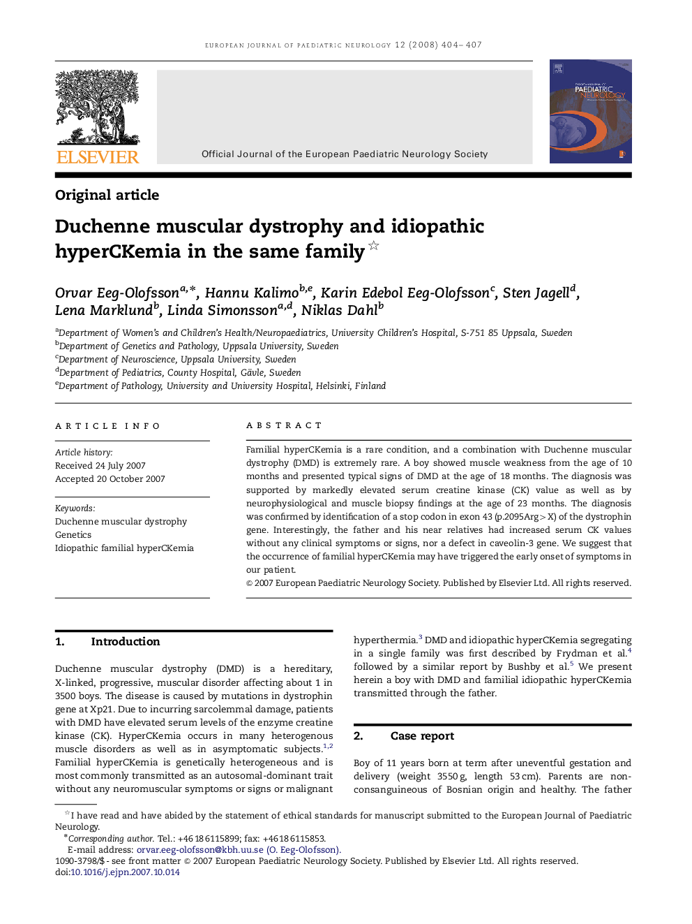 Duchenne muscular dystrophy and idiopathic hyperCKemia in the same family 