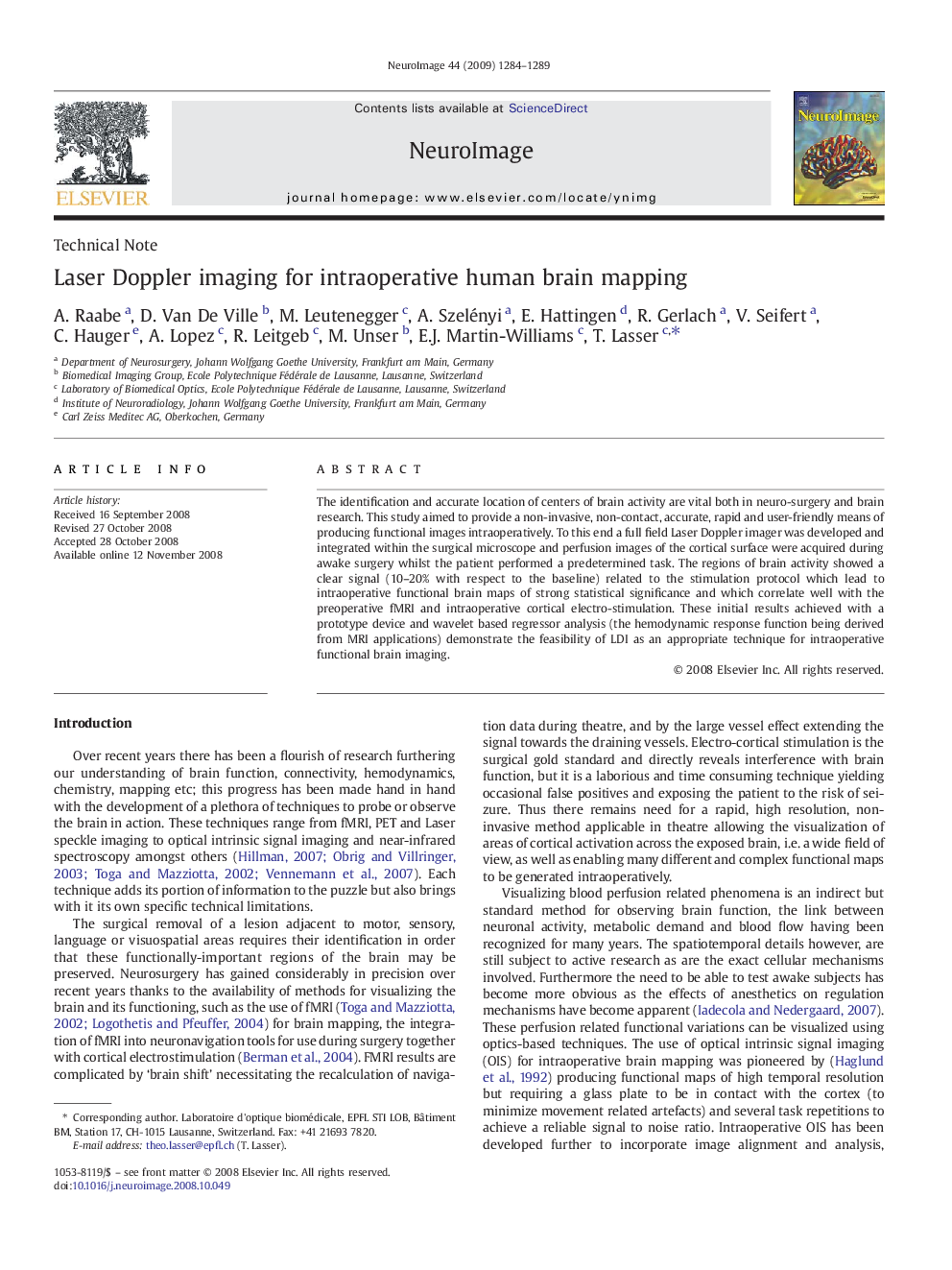 Laser Doppler imaging for intraoperative human brain mapping