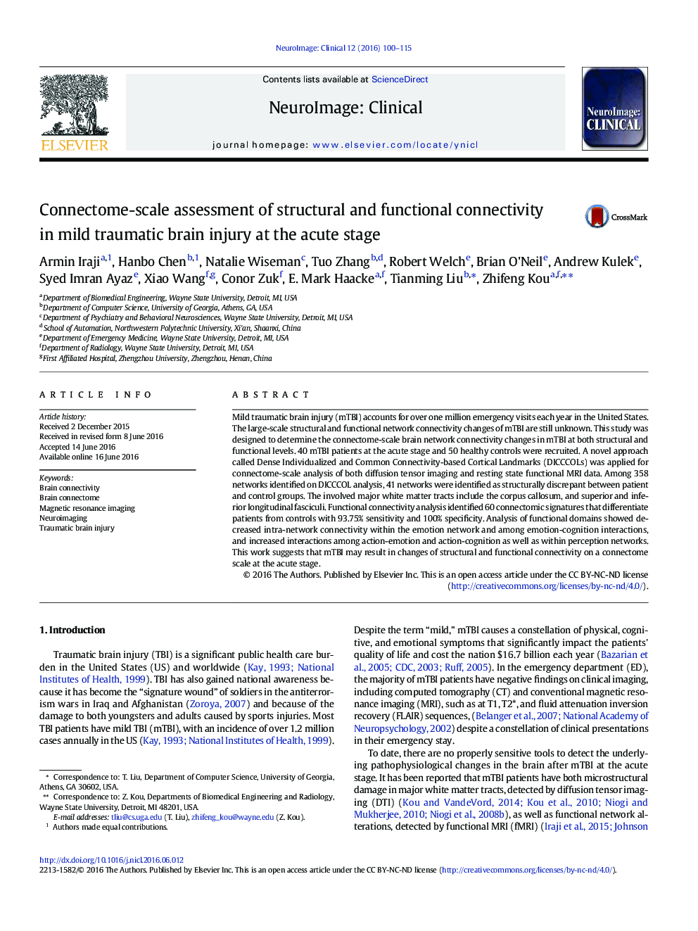 Connectome-scale assessment of structural and functional connectivity in mild traumatic brain injury at the acute stage