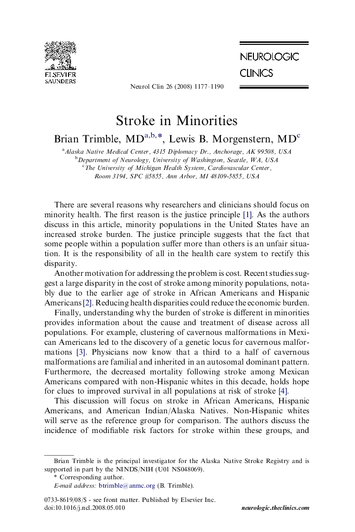 Stroke in Minorities 