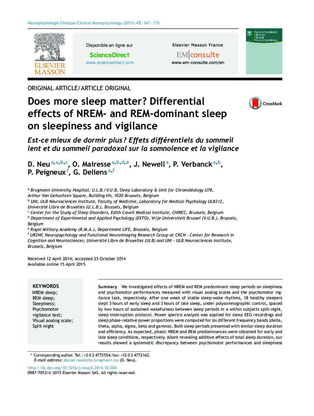 Does more sleep matter? Differential effects of NREM- and REM-dominant sleep on sleepiness and vigilance