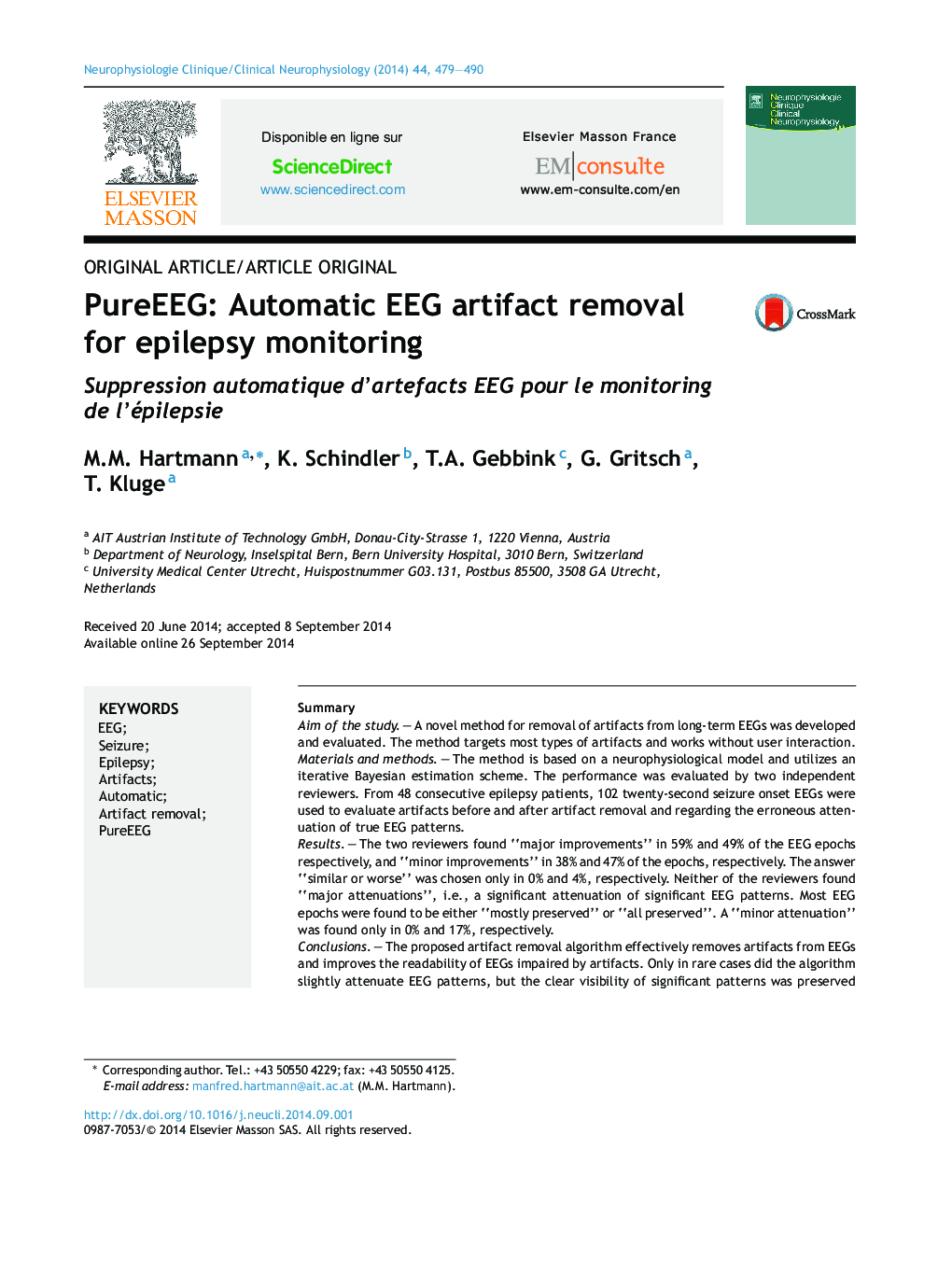 PureEEG: Automatic EEG artifact removal for epilepsy monitoring