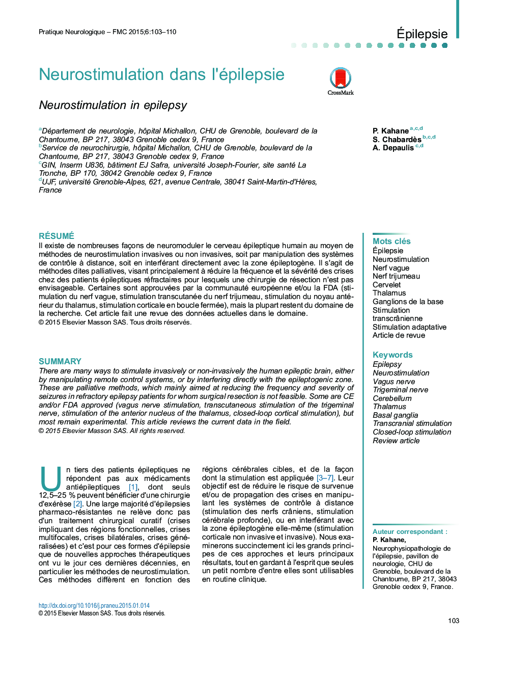 Neurostimulation dans l'épilepsie