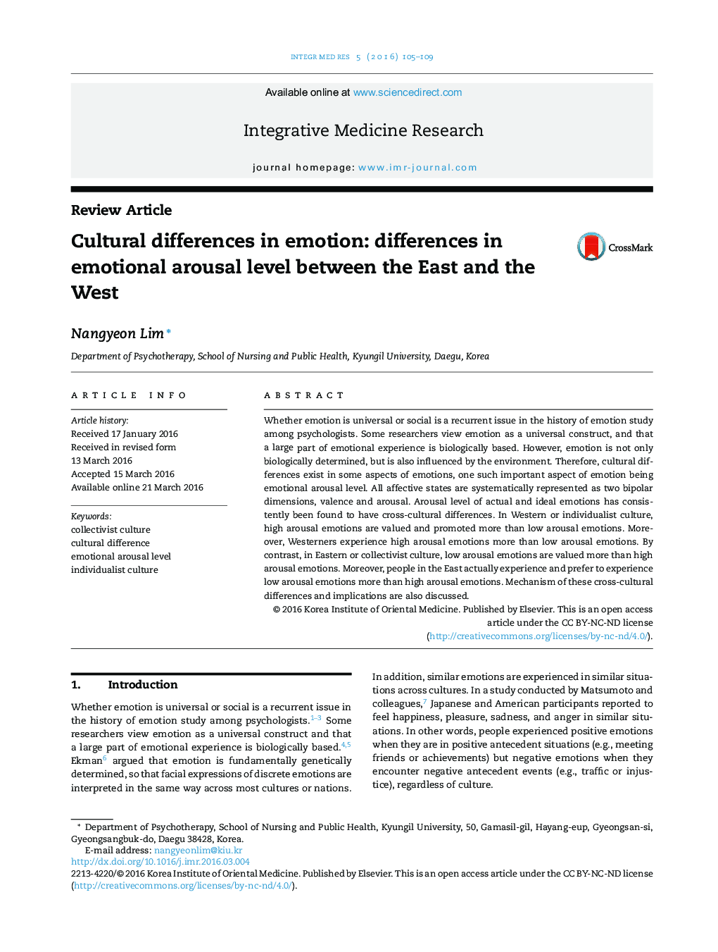 تفاوت های فرهنگی در احساسات: تفاوت در میزان برانگیختگی احساسی بین شرق و غرب