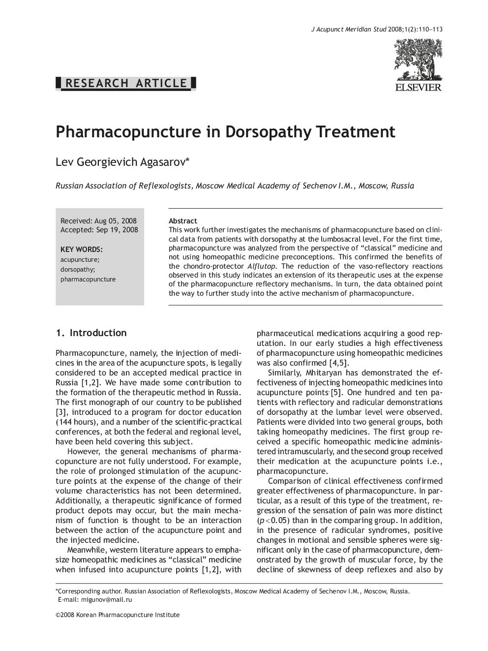 Pharmacopuncture in Dorsopathy Treatment