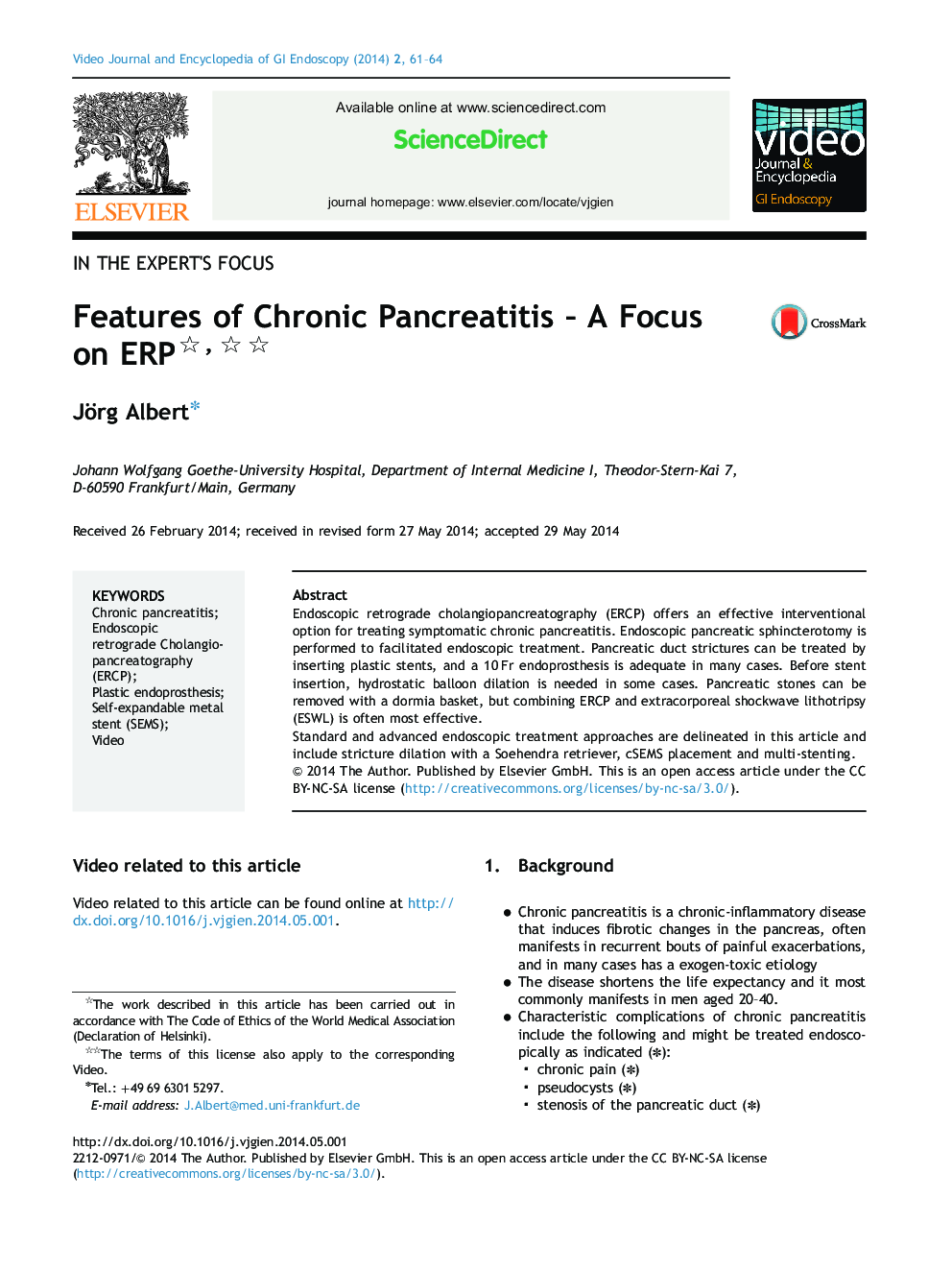 Features of Chronic Pancreatitis – A Focus on ERP 