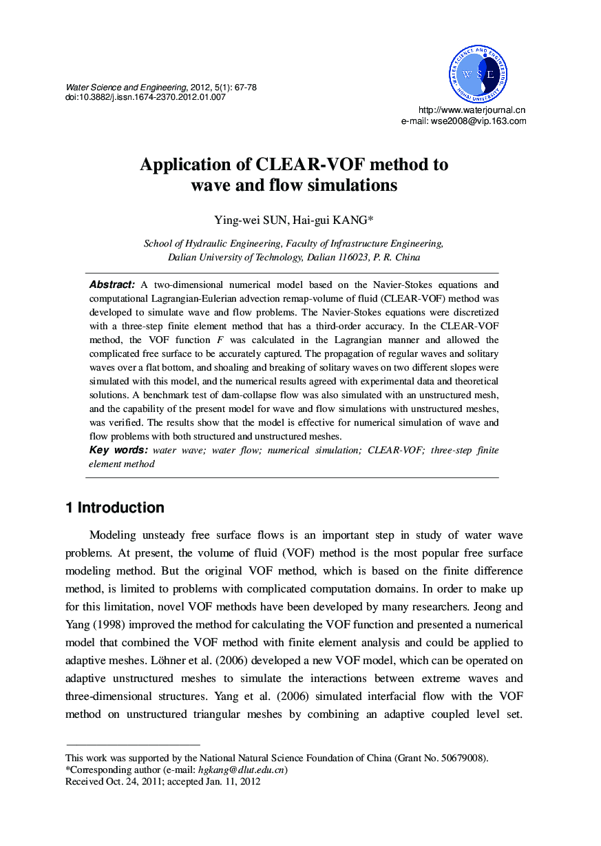 Application of CLEAR-VOF method to wave and flow simulations 