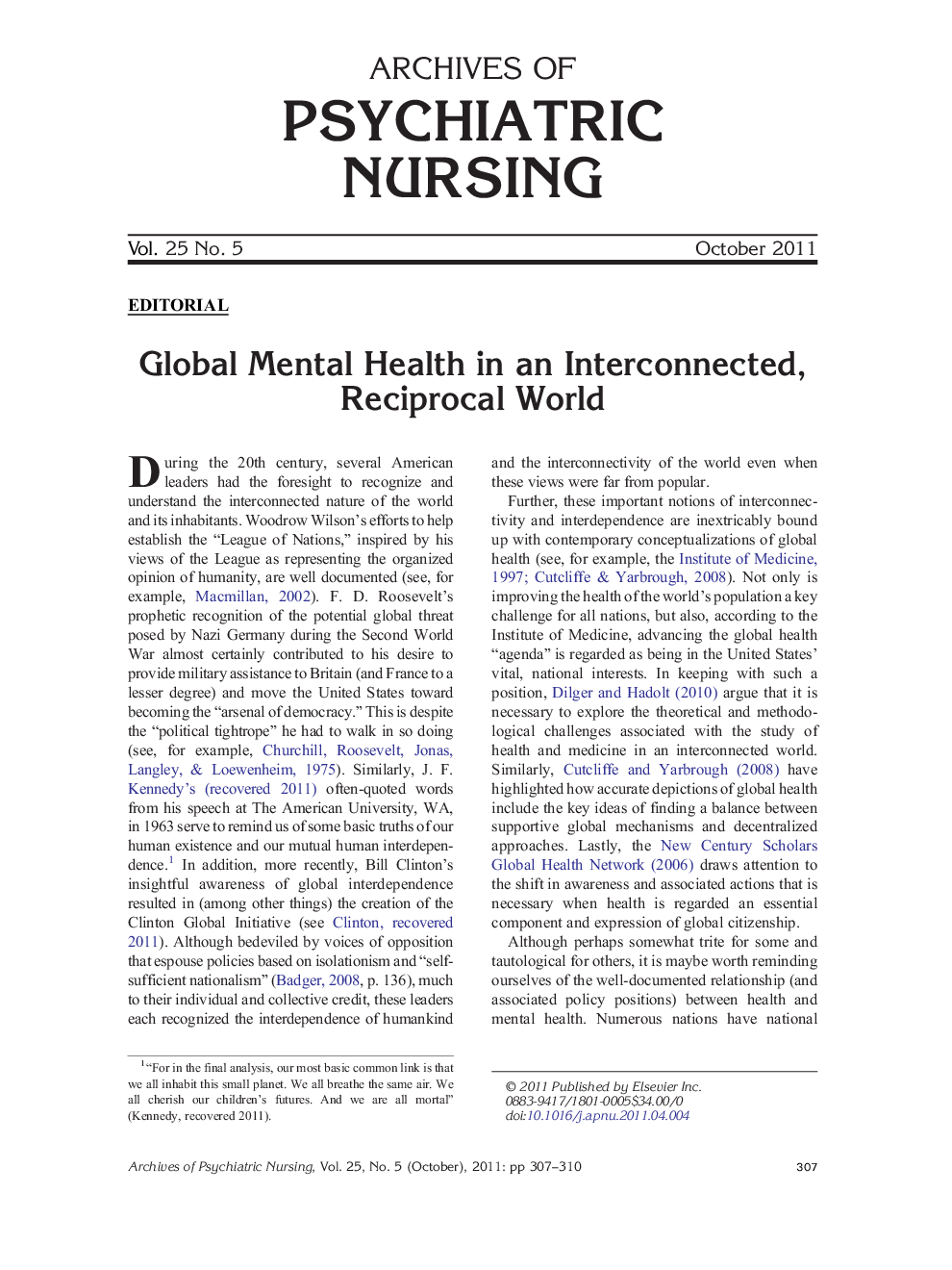 Global Mental Health in an Interconnected, Reciprocal World