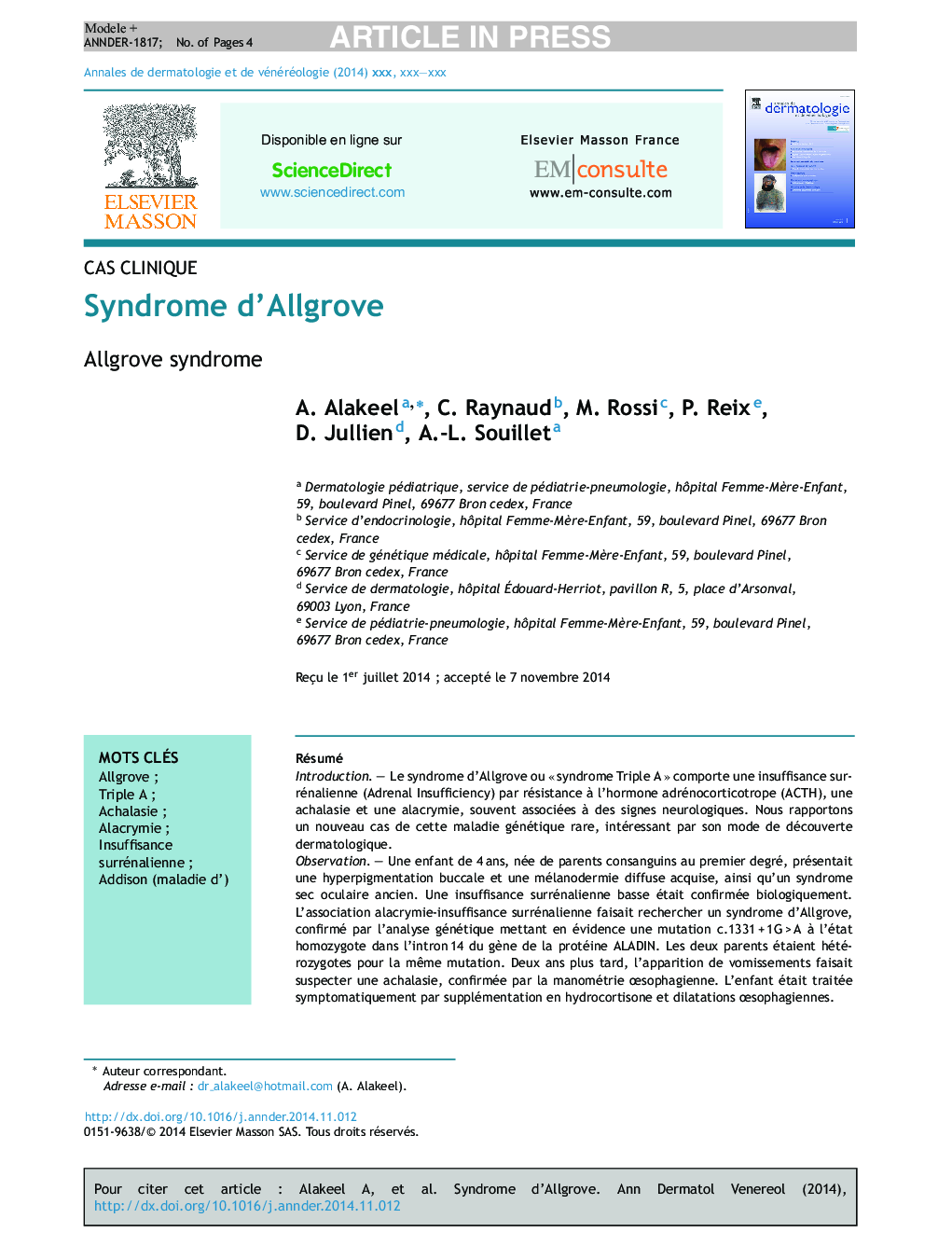 Syndrome d'Allgrove