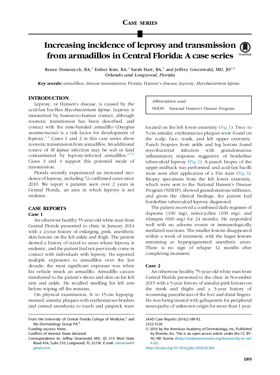 افزایش شیوع پرخاشگری و انتقال از آرامیدلوز در فلوریدای مرکزی: یک سری موارد 