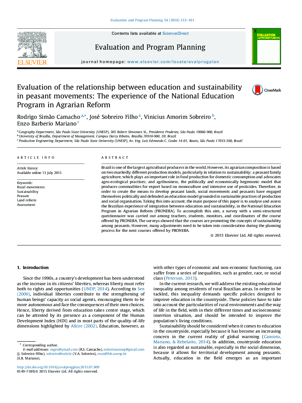 بررسی رابطه بین آموزش و پرورش و توسعه پایدار در جنبش های دهقانی: تجربه ملی برنامه آموزش و پرورش در اصلاحات ارضى