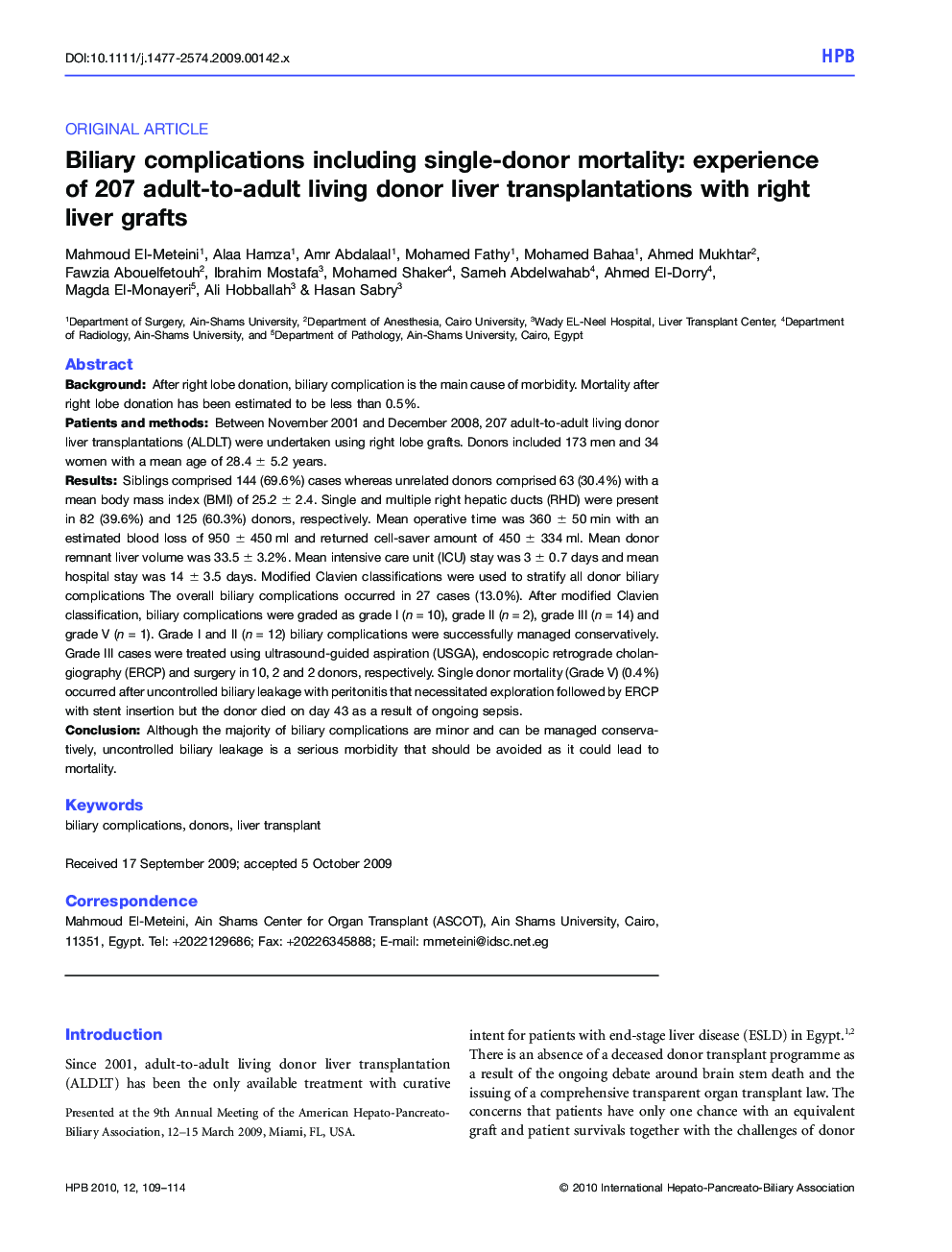 Biliary complications including single-donor mortality: experience of 207 adult-to-adult living donor liver transplantations with right liver grafts