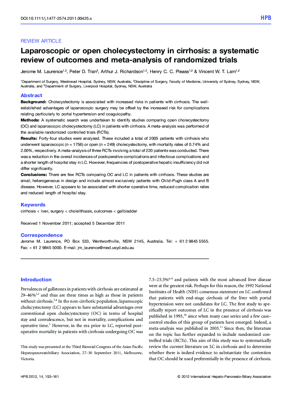 Laparoscopic or open cholecystectomy in cirrhosis: a systematic review of outcomes and meta-analysis of randomized trials