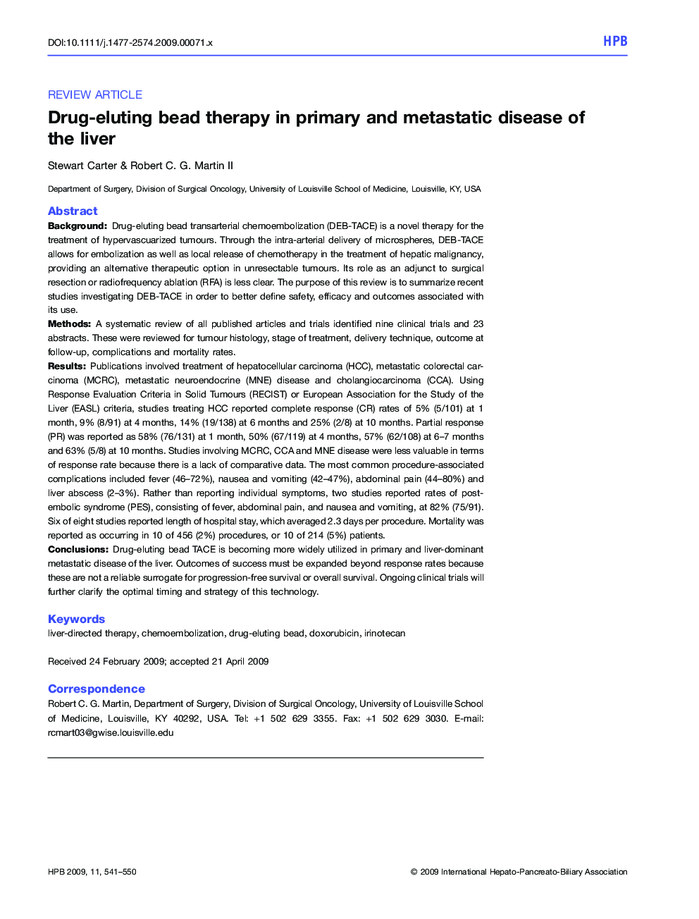 Drug-eluting bead therapy in primary and metastatic disease of the liver
