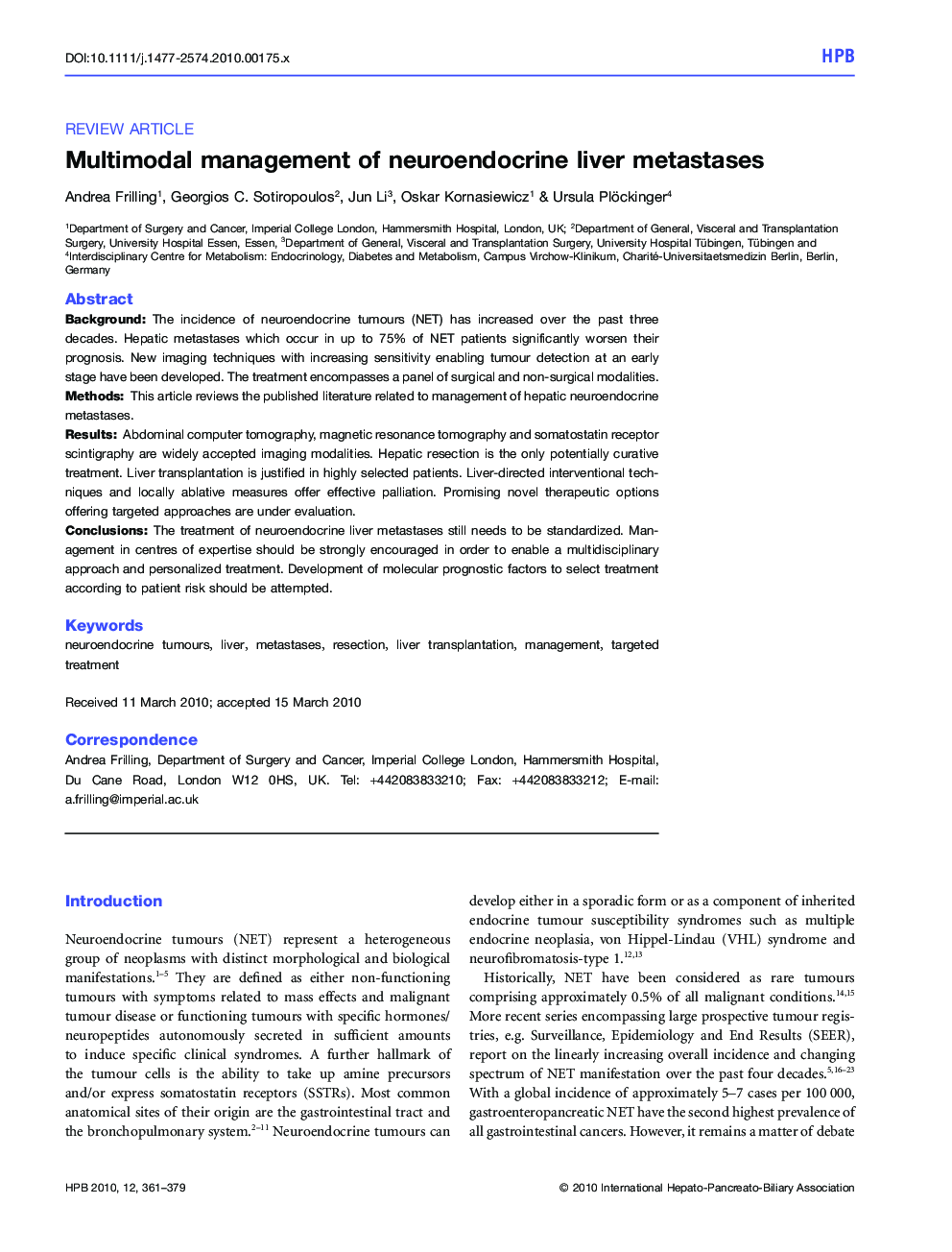Multimodal management of neuroendocrine liver metastases