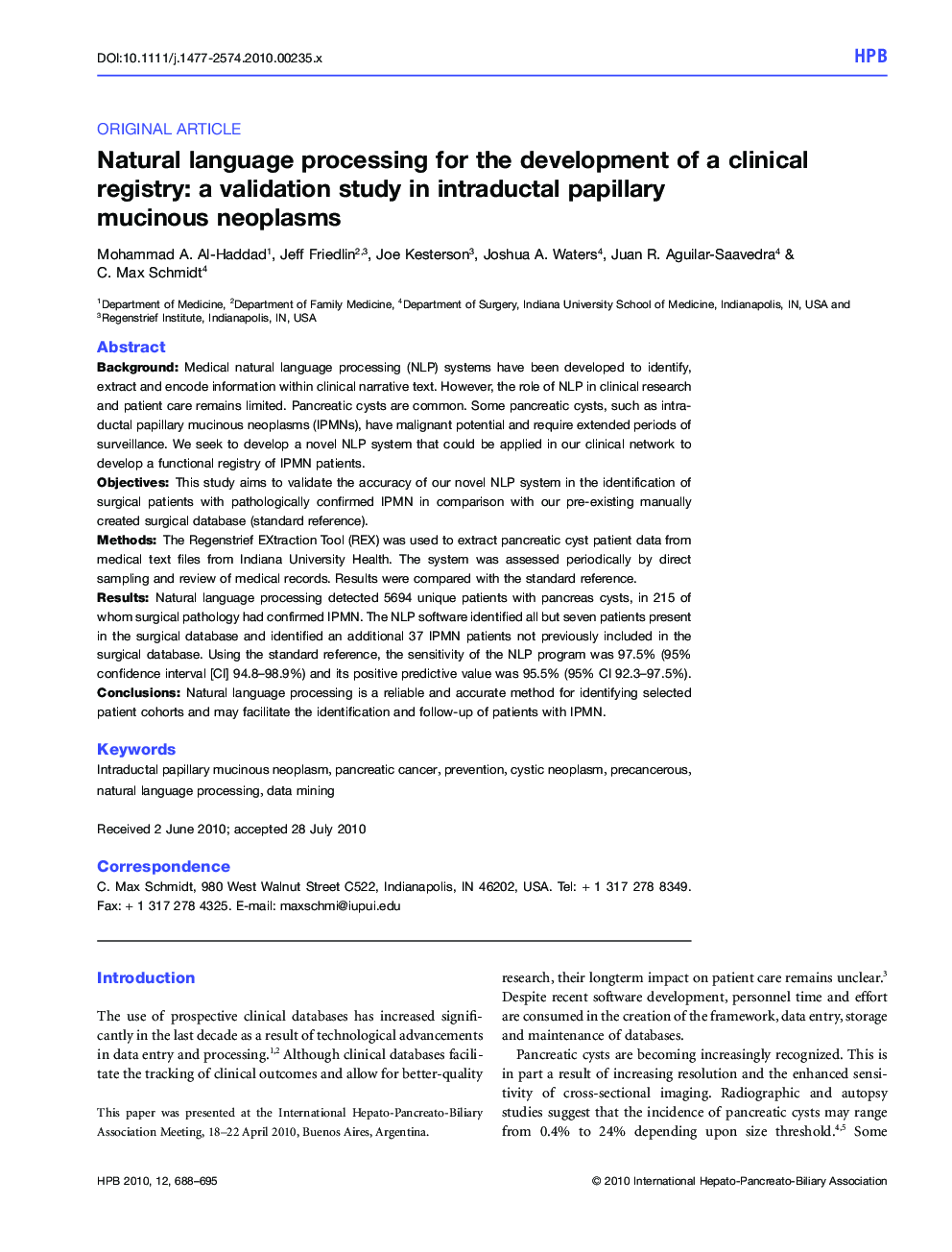 Natural language processing for the development of a clinical registry: a validation study in intraductal papillary mucinous neoplasms