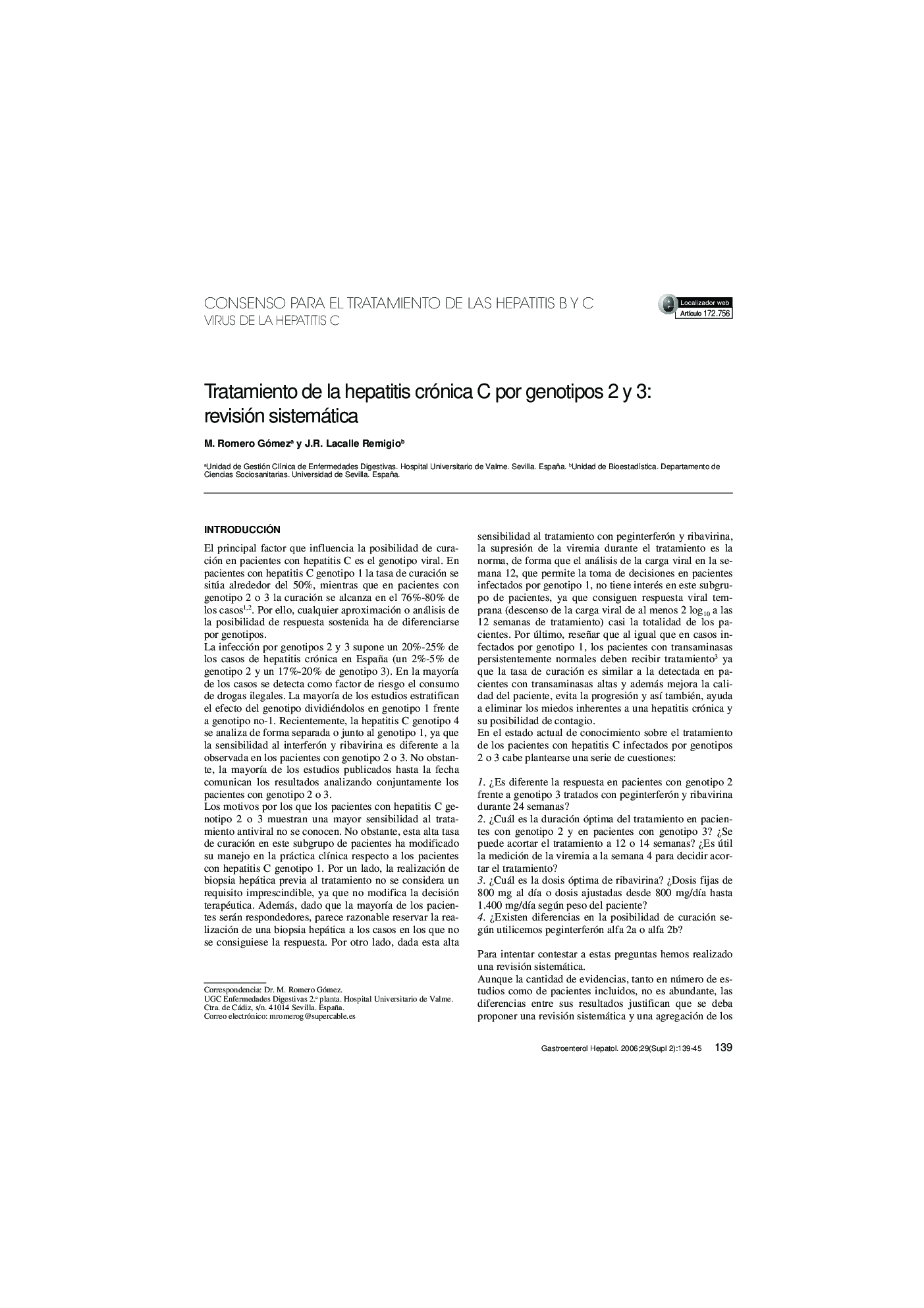 Tratamiento de la hepatitis crónica C por genotipos 2 y 3: revisión sistemática