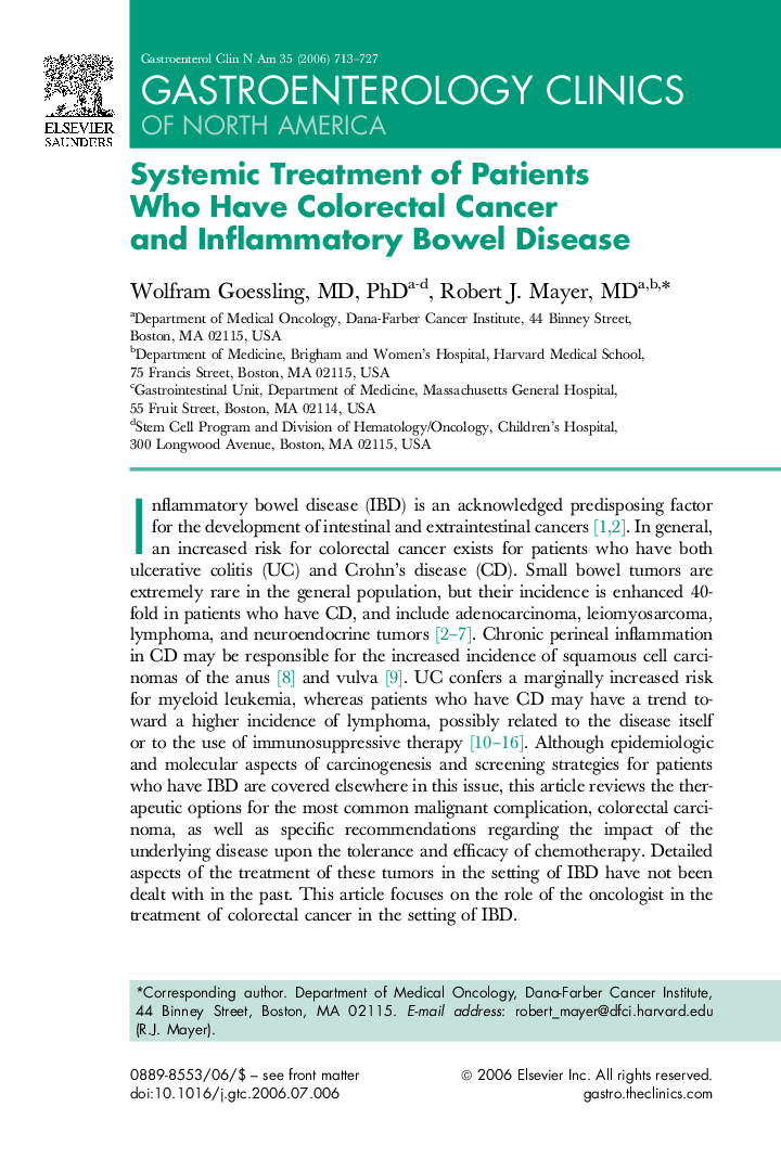 Systemic Treatment of Patients Who Have Colorectal Cancer and Inflammatory Bowel Disease