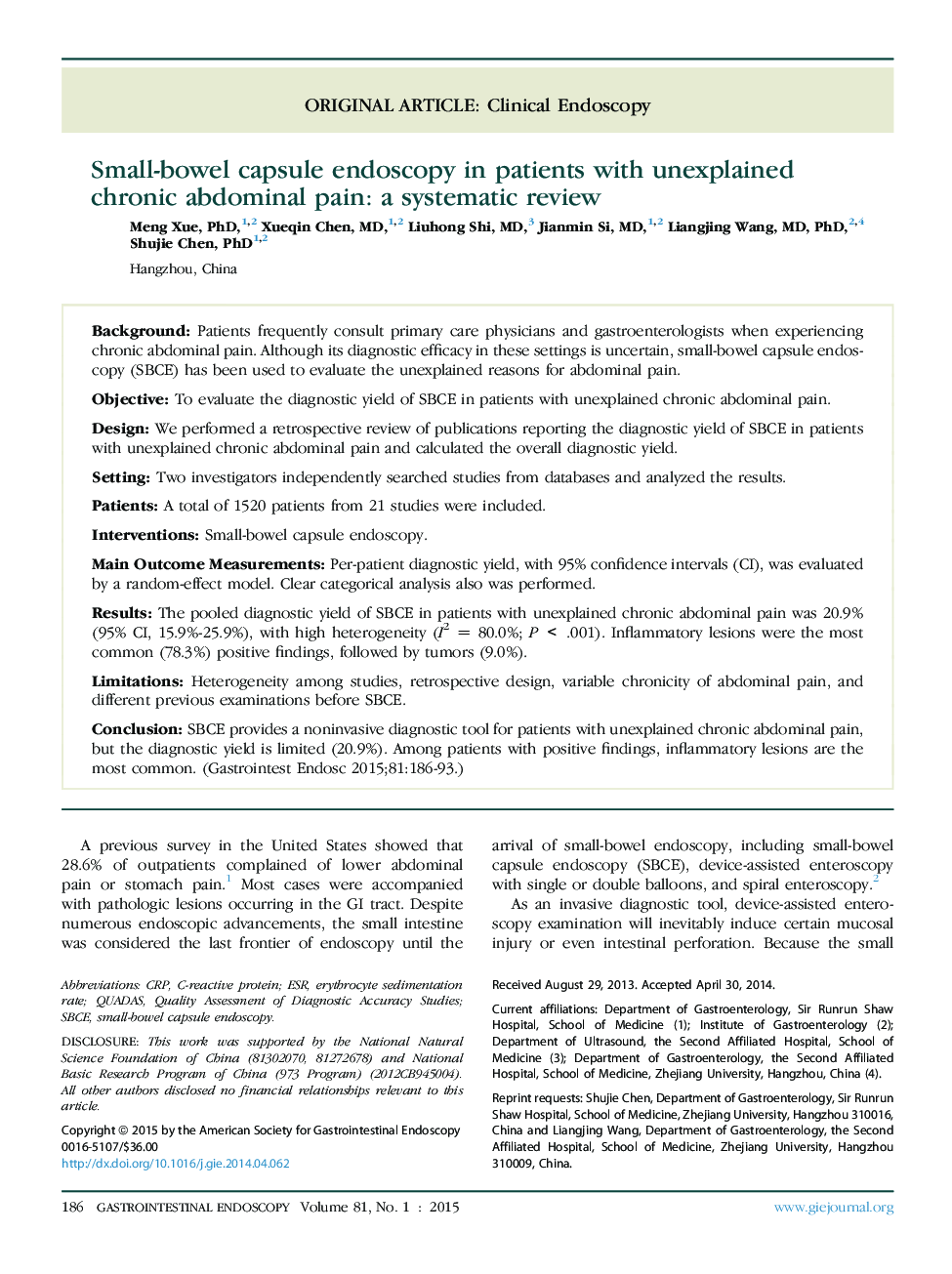 آندوسکوپی کپسول کوچک روده در بیماران مبتلا به درد ناگهانی درد شکمی: یک بررسی سیستماتیک 