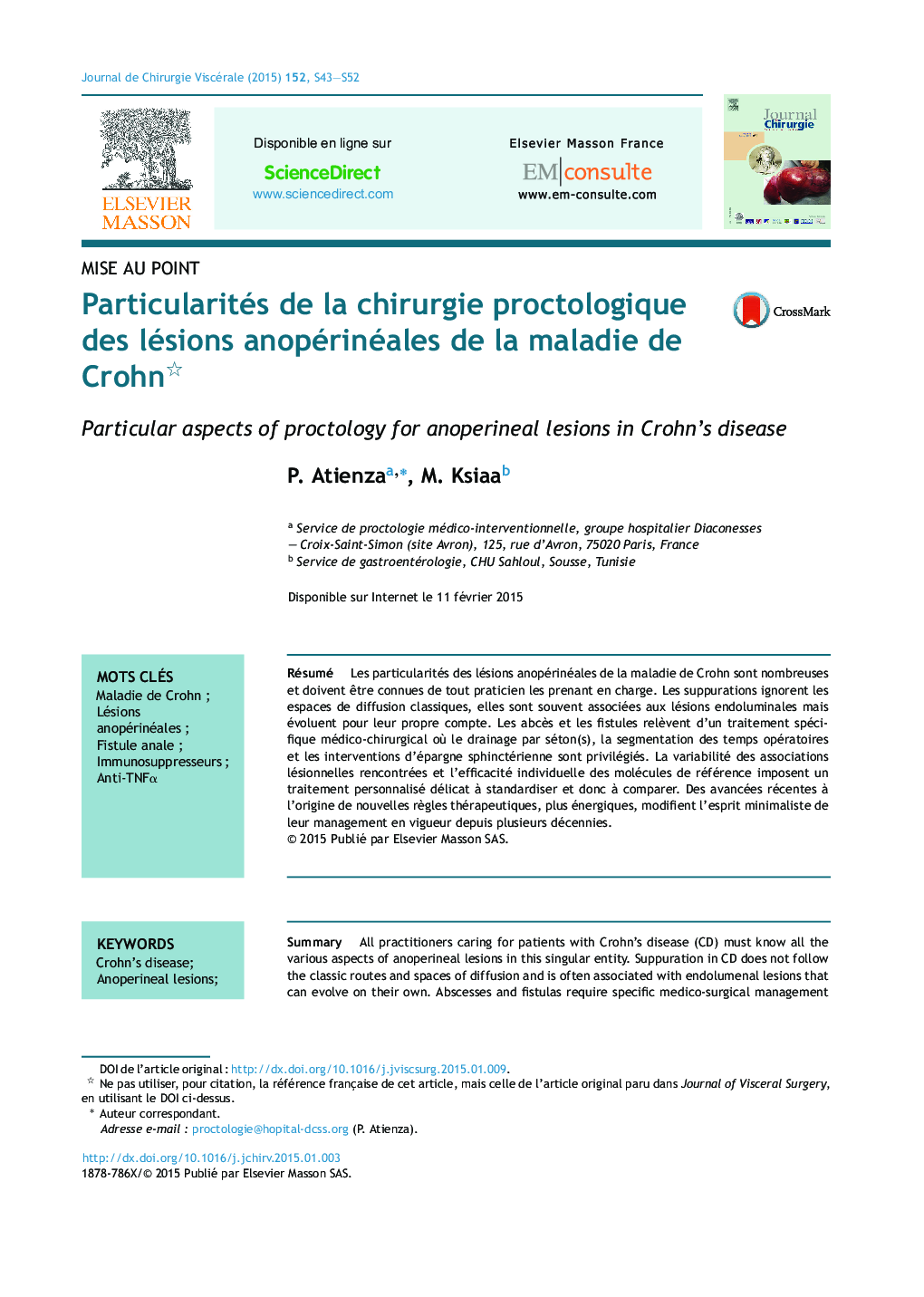 Particularités de la chirurgie proctologique des lésions anopérinéales de la maladie de Crohn