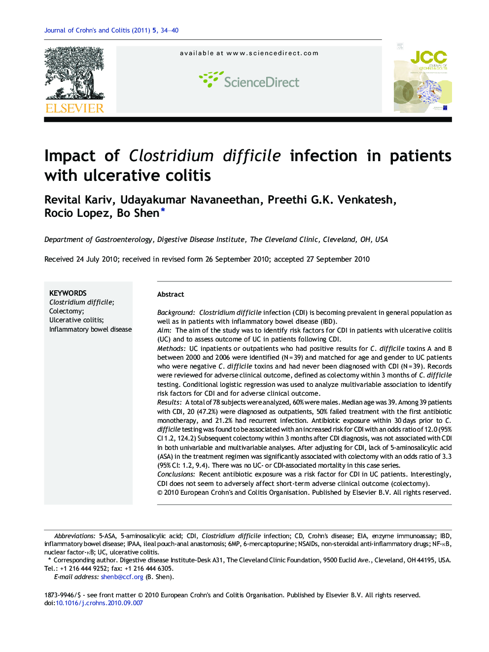 Impact of Clostridium difficile infection in patients with ulcerative colitis