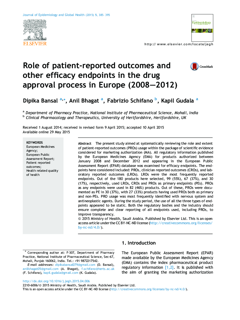 Role of patient-reported outcomes and other efficacy endpoints in the drug approval process in Europe (2008–2012)
