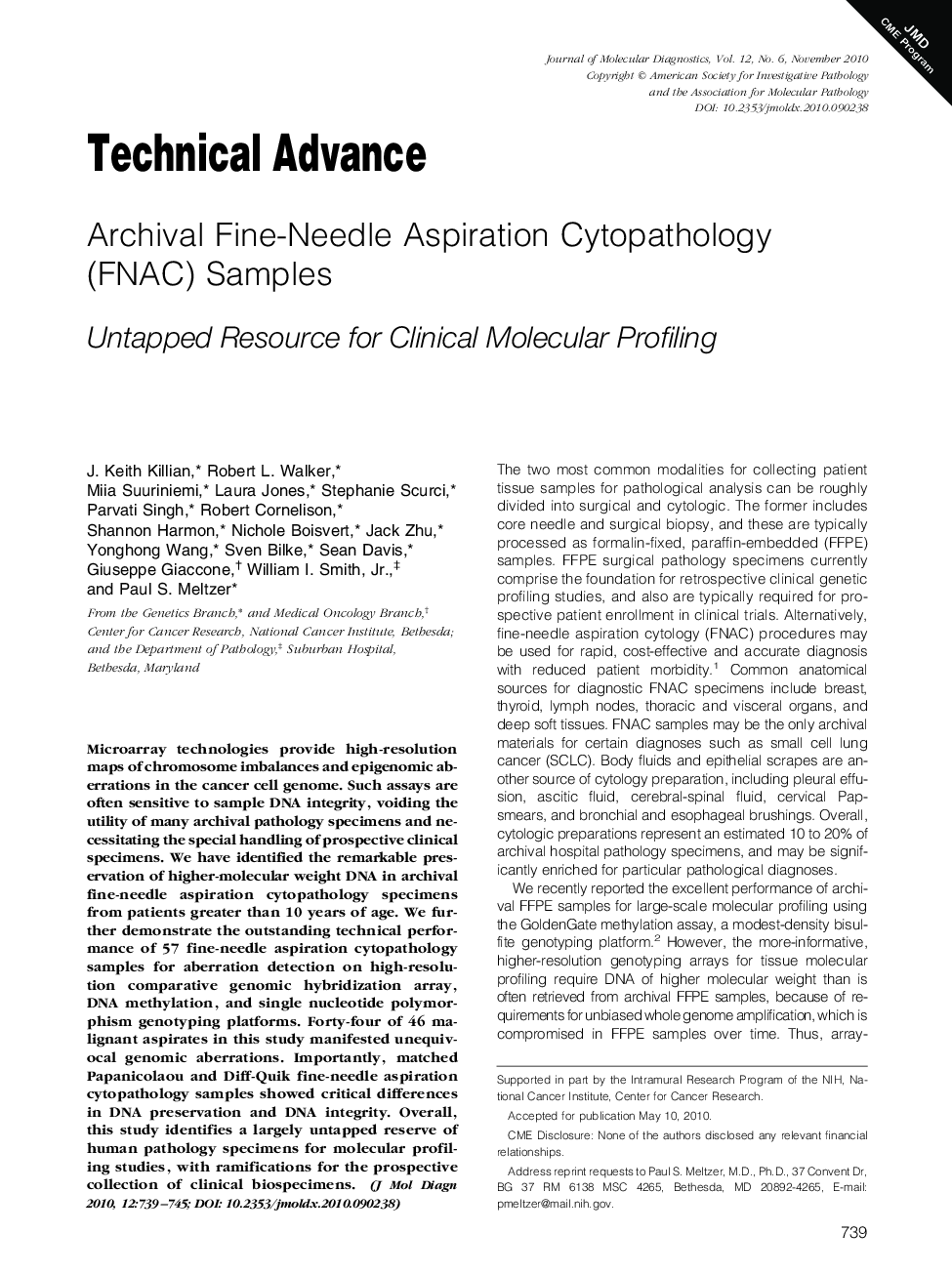 Archival Fine-Needle Aspiration Cytopathology (FNAC) Samples : Untapped Resource for Clinical Molecular Profiling