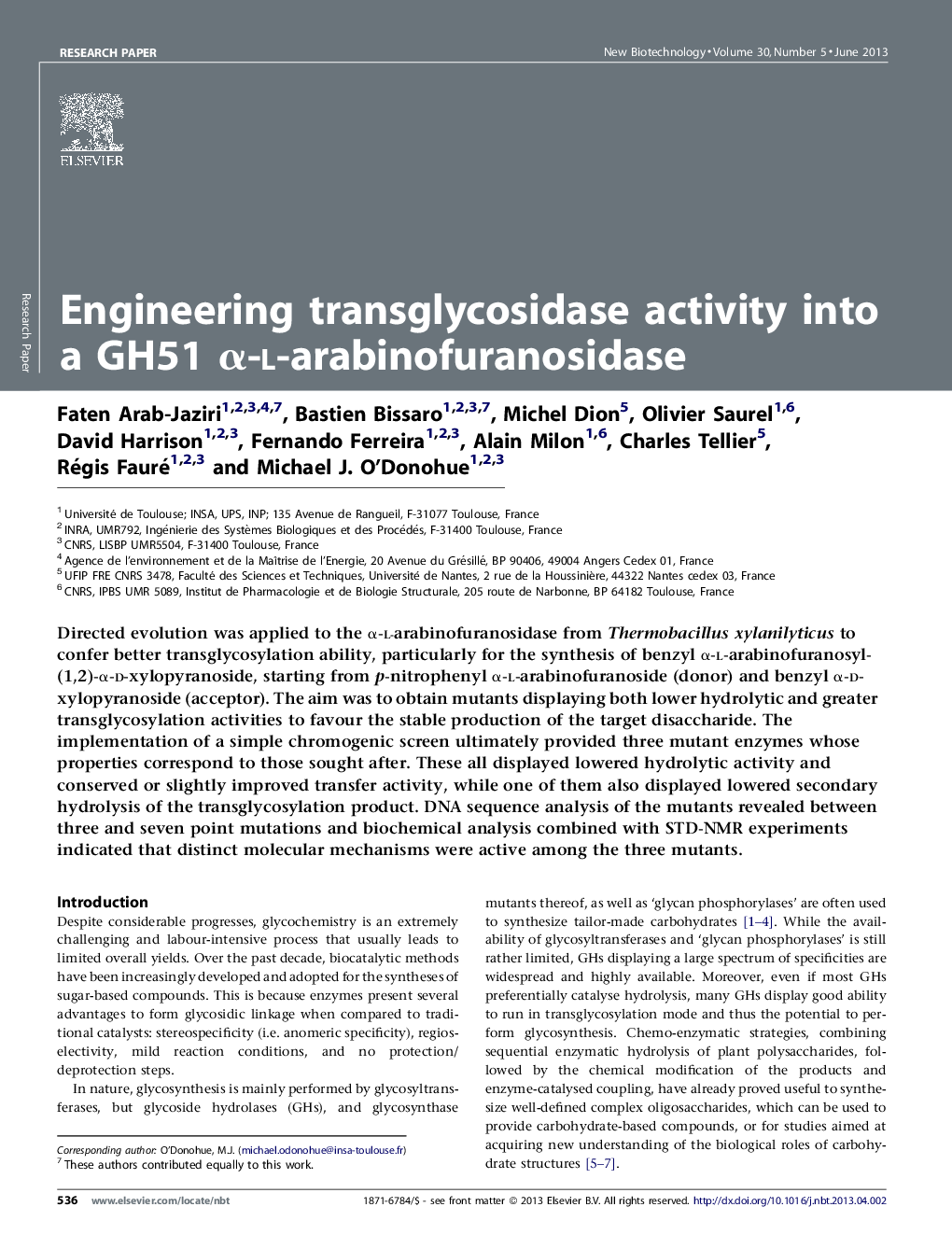 Engineering transglycosidase activity into a GH51 α-l-arabinofuranosidase