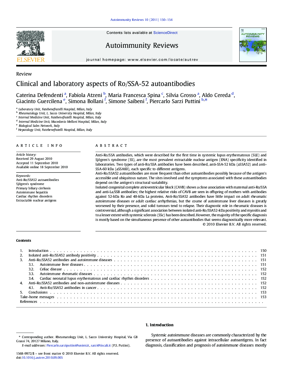 Clinical and laboratory aspects of Ro/SSA-52 autoantibodies