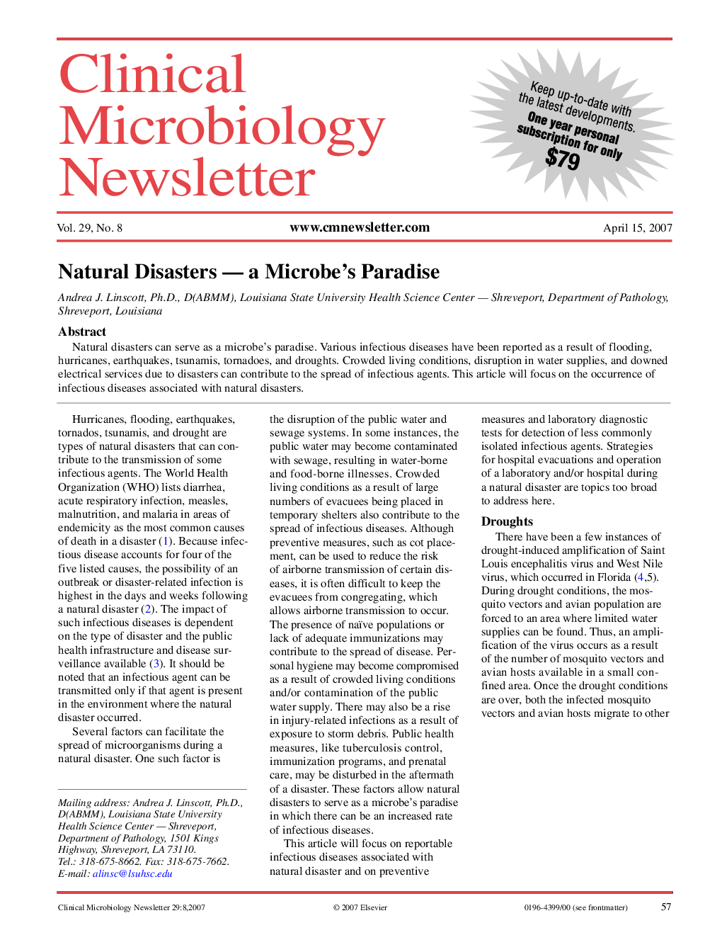 Natural disasters — a microbe's paradise