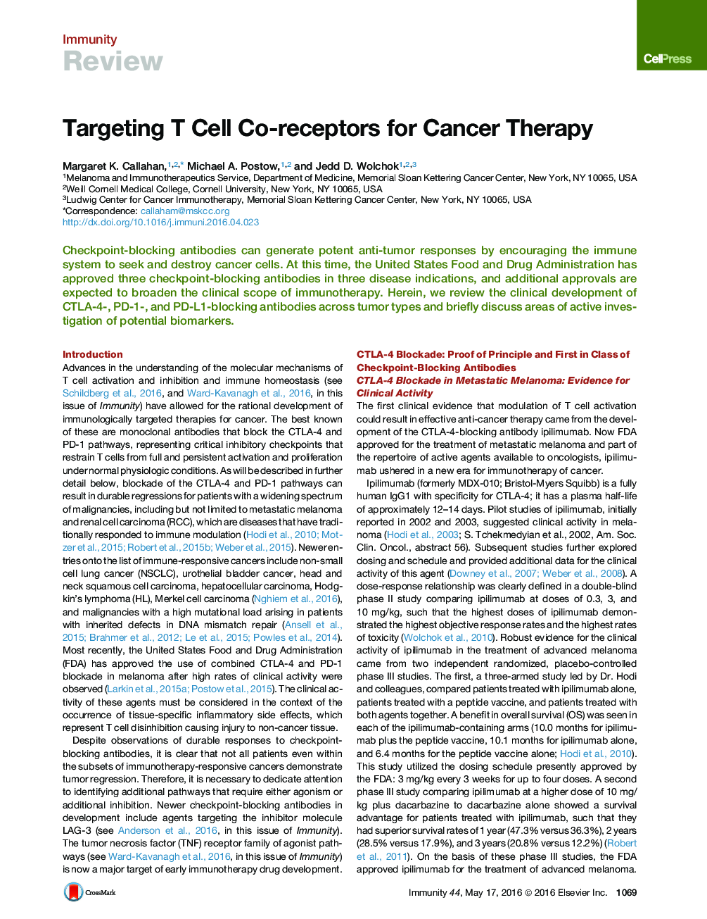 Targeting T Cell Co-receptors for Cancer Therapy