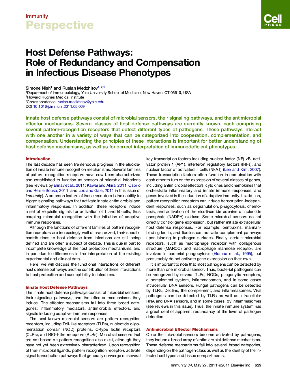 Host Defense Pathways: Role of Redundancy and Compensation in Infectious Disease Phenotypes