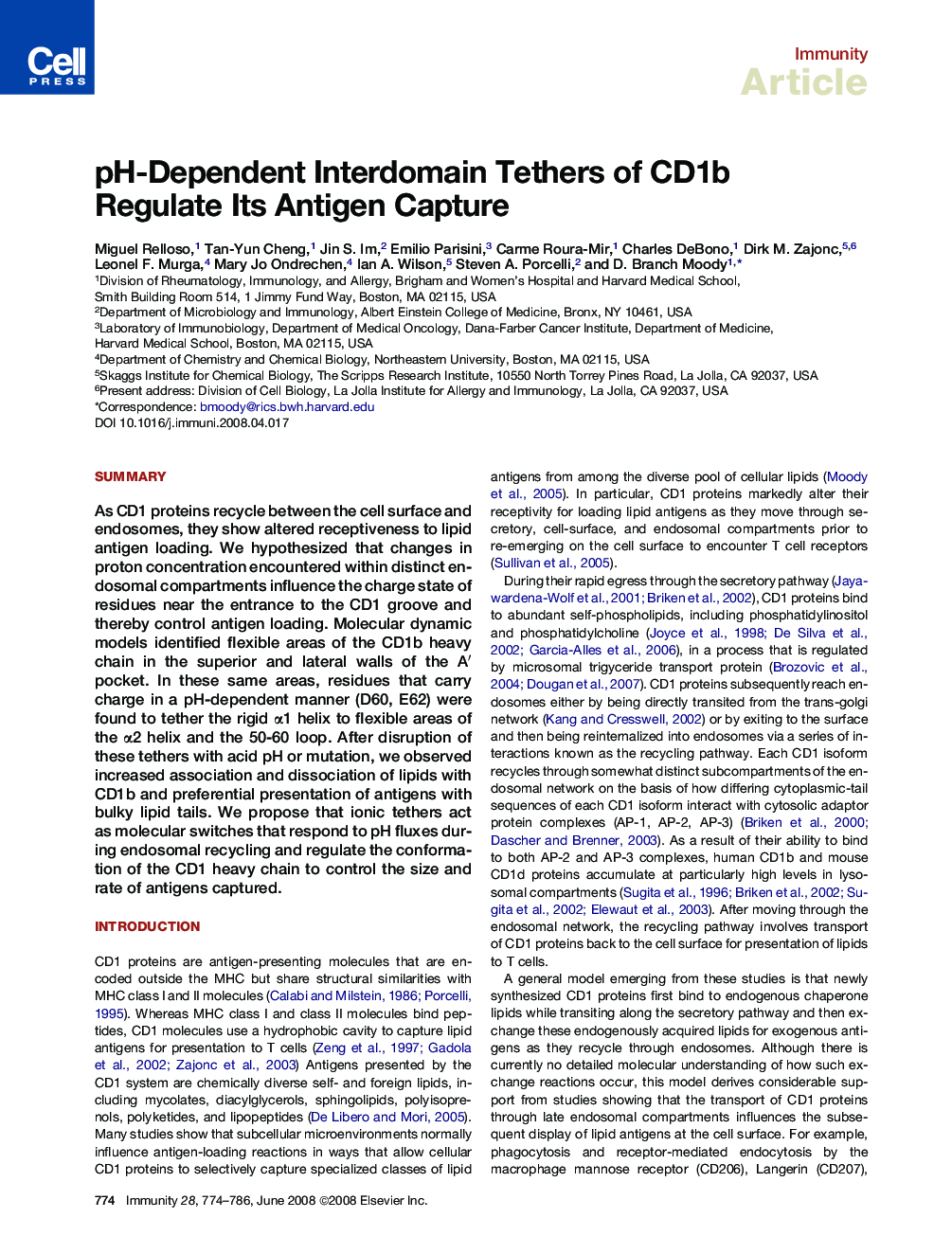 pH-Dependent Interdomain Tethers of CD1b Regulate Its Antigen Capture