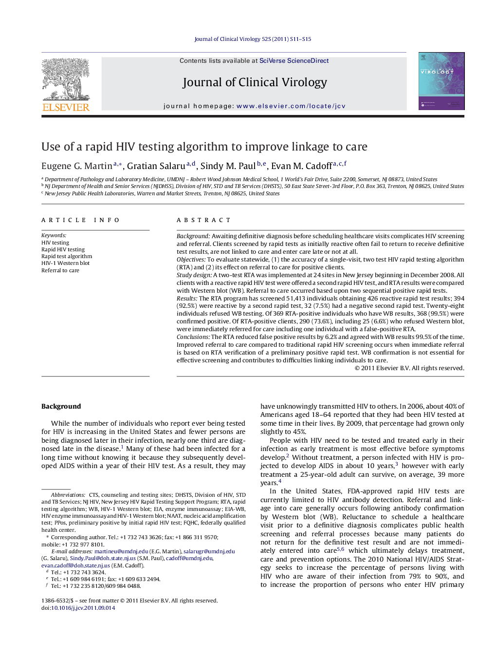 Use of a rapid HIV testing algorithm to improve linkage to care