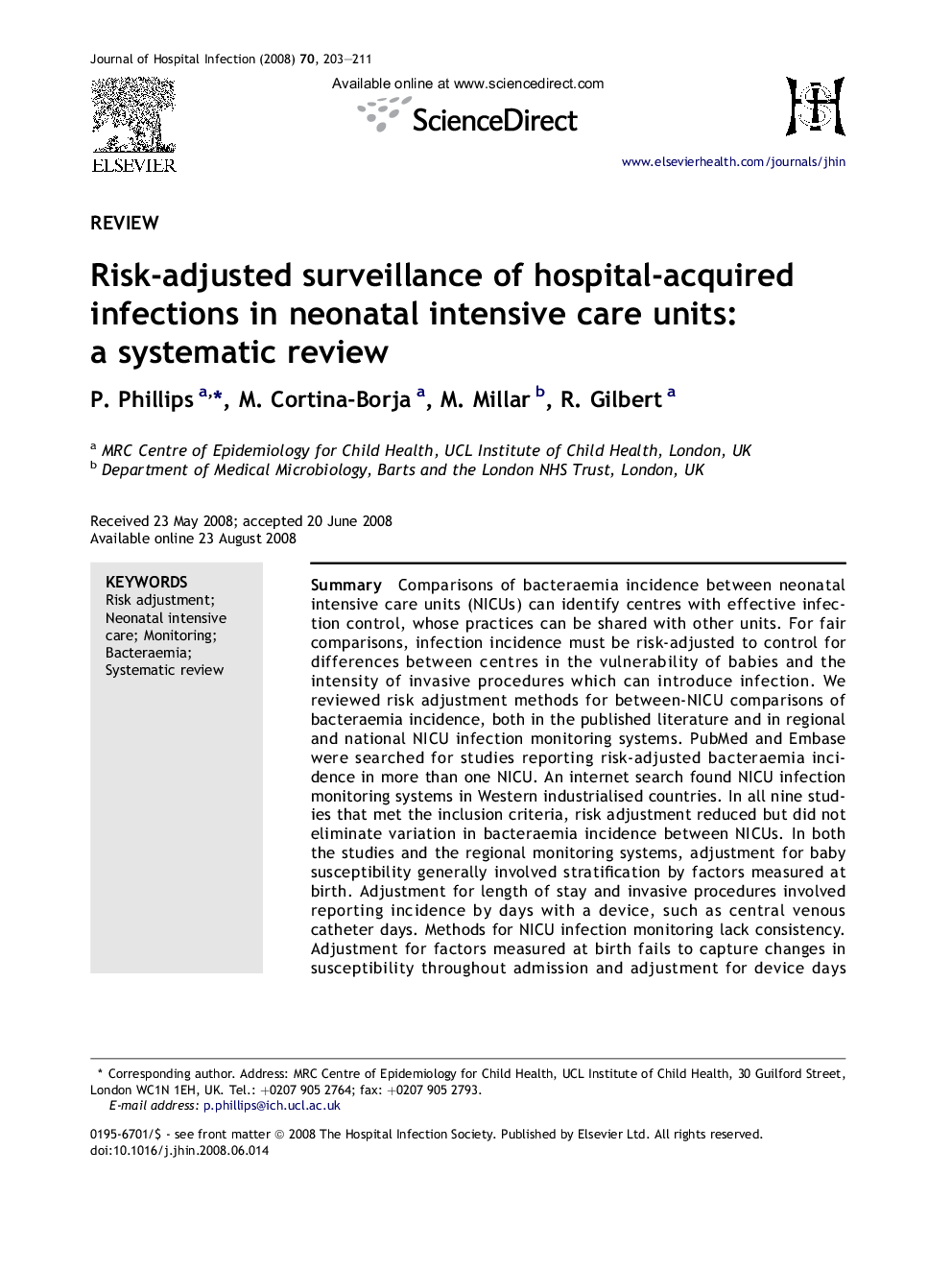 Risk-adjusted surveillance of hospital-acquired infections in neonatal intensive care units: a systematic review