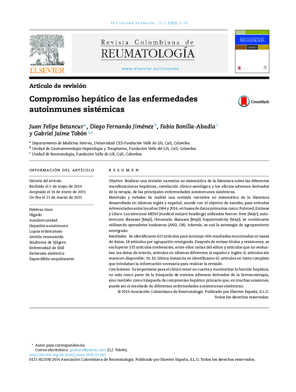 Compromiso hepático de las enfermedades autoinmunes sistémicas