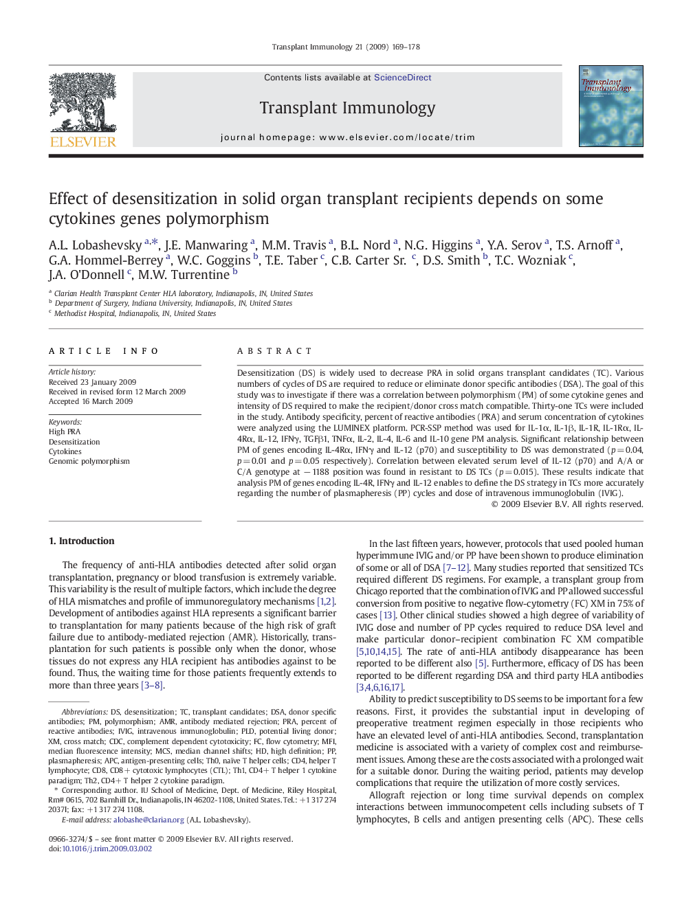 Effect of desensitization in solid organ transplant recipients depends on some cytokines genes polymorphism