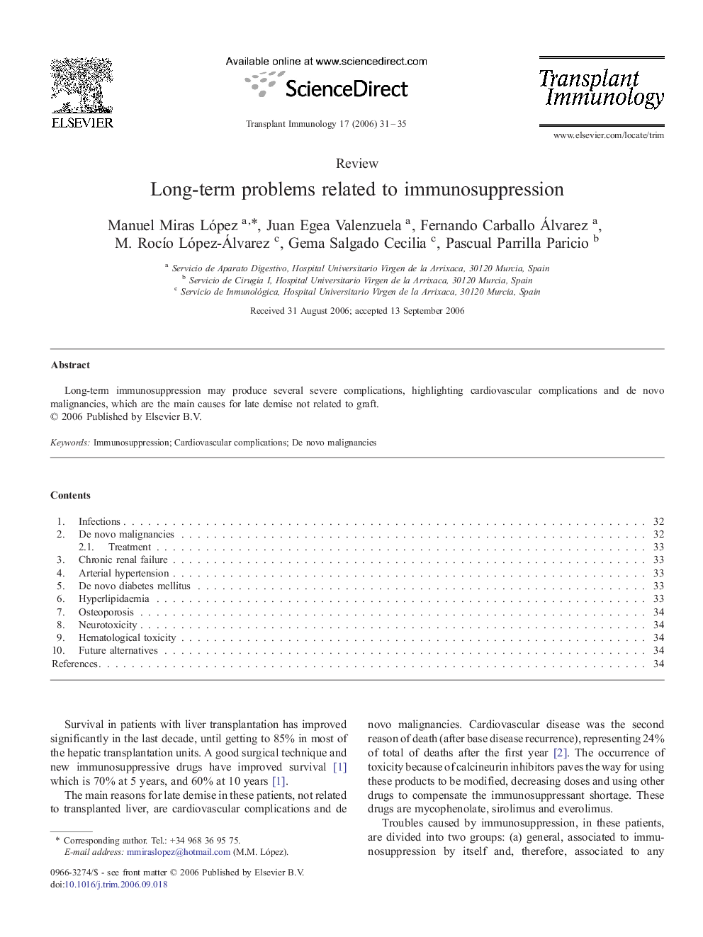 Long-term problems related to immunosuppression