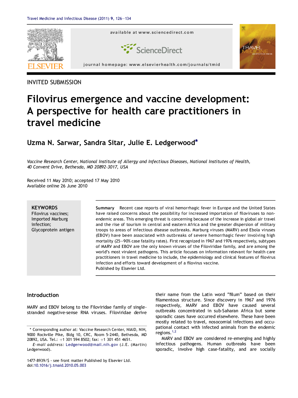 Filovirus emergence and vaccine development: A perspective for health care practitioners in travel medicine