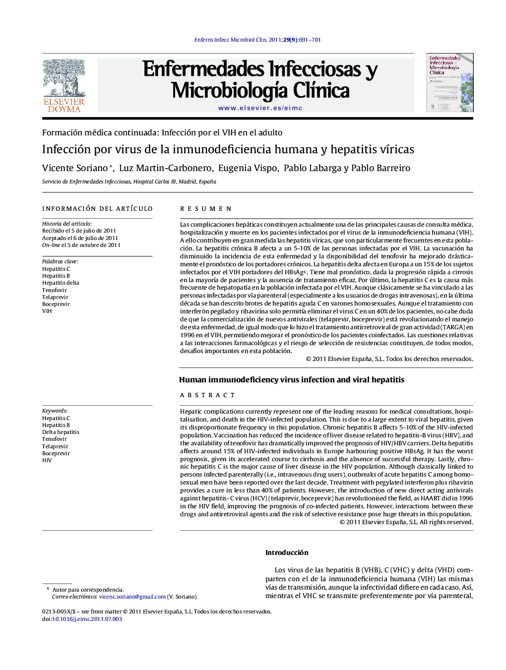 Infección por virus de la inmunodeficiencia humana y hepatitis víricas