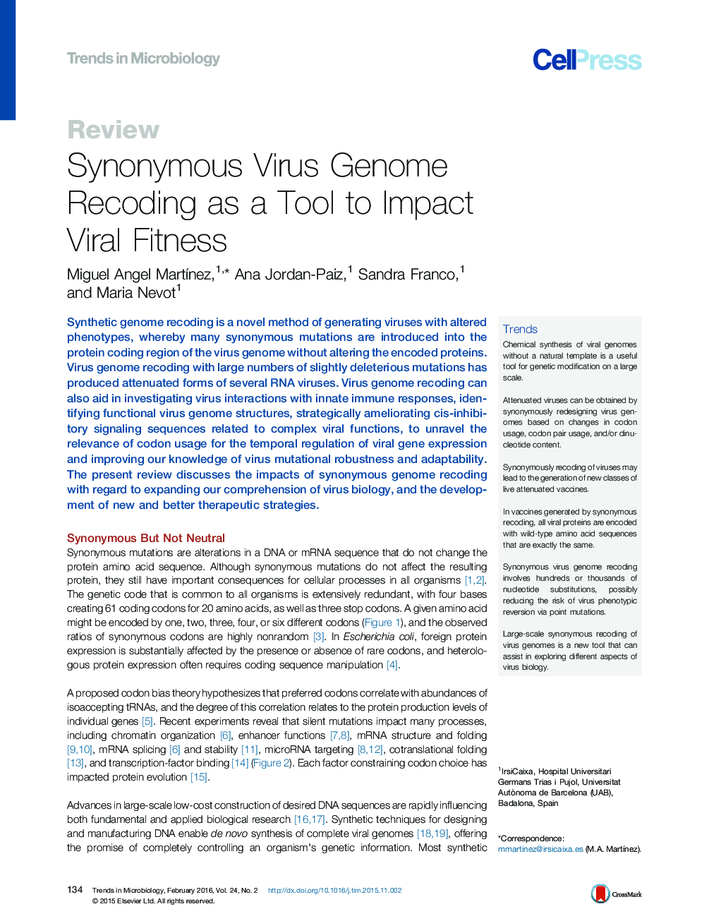 اصلاح ژنوم معروف به ویروس به عنوان یک ابزار برای تناسب اندام ویروسی 
