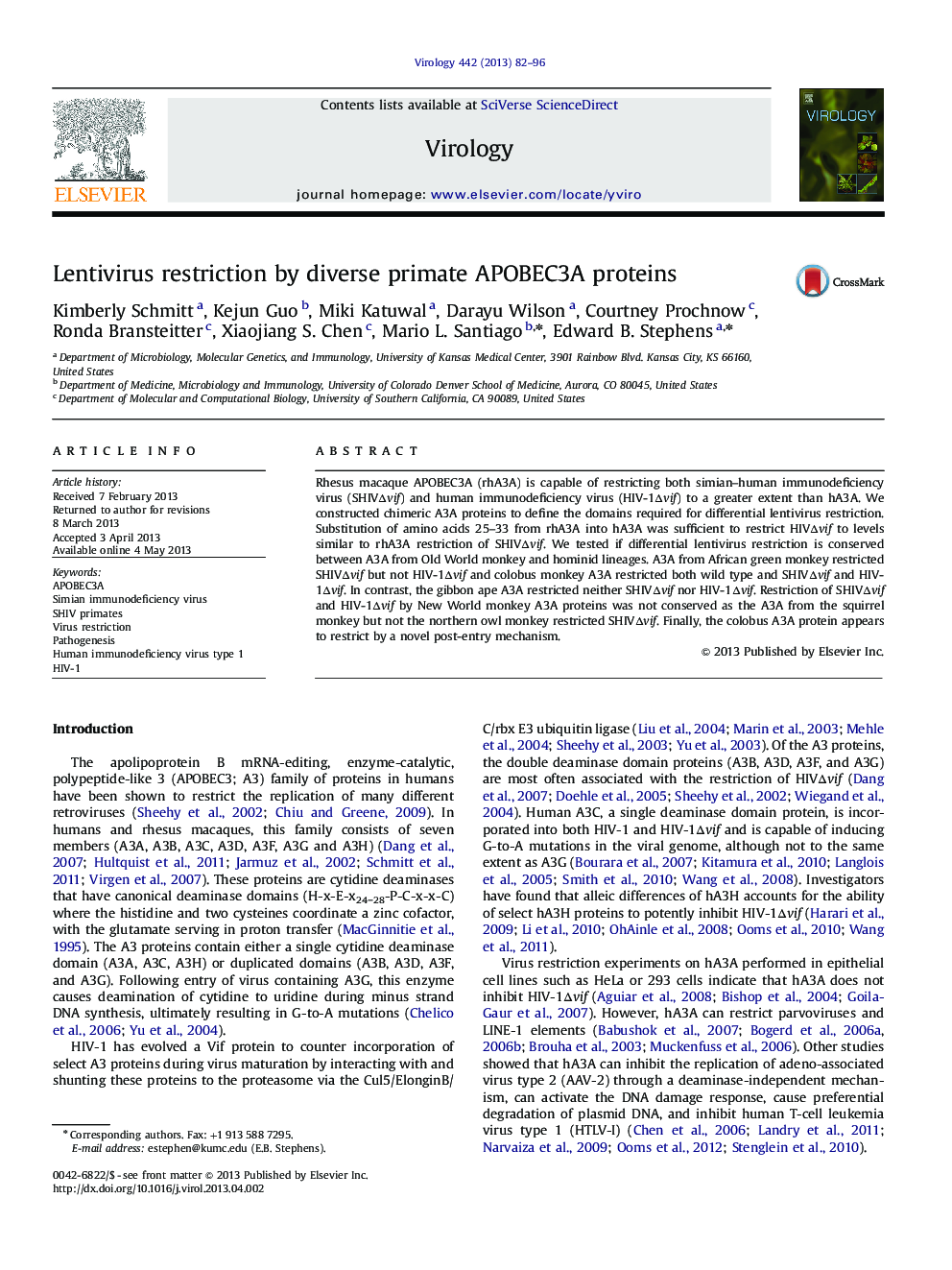 Lentivirus restriction by diverse primate APOBEC3A proteins