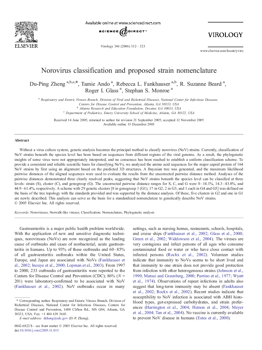 Norovirus classification and proposed strain nomenclature