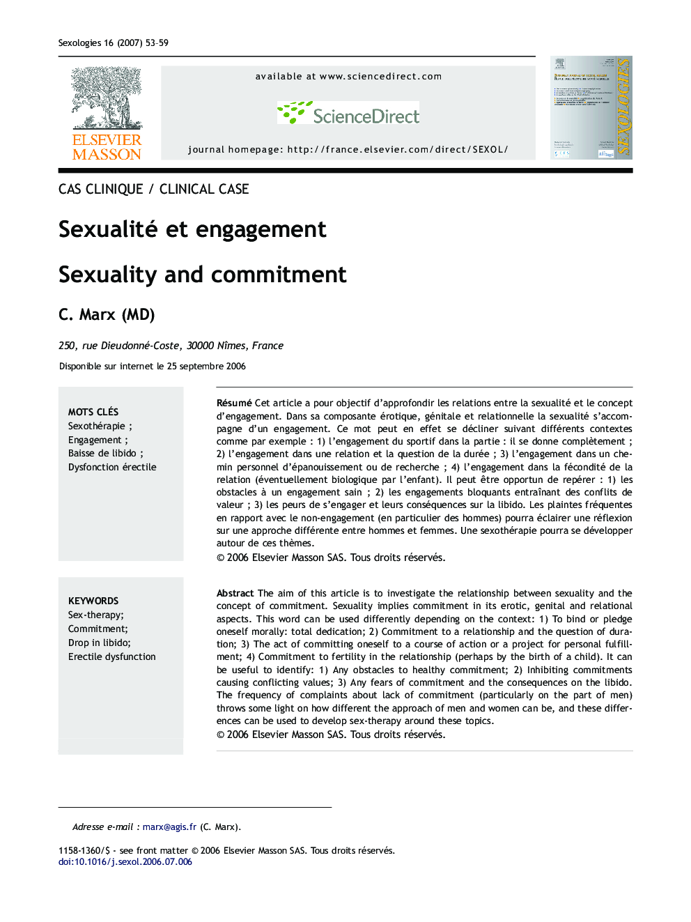 Sexualité et engagement